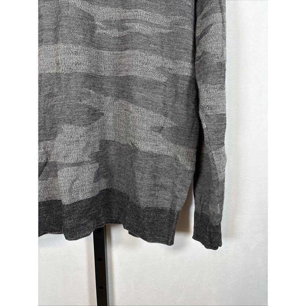 Theory Wool Crewneck Sweater Men's Large Gray Camo Pullover Stretch Modern - Picture 4 of 8